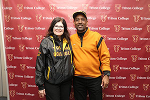 President Moore posing with Lance Johnson