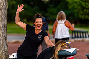 Massage therapy at Glow Golf before teeing off