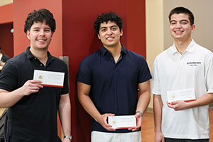 Photo of 3 Male Honor Students with their Honor's Certificate