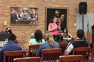 SEED Graduation 2025 - 3 Photo of Hillary Meyer addressing graduates